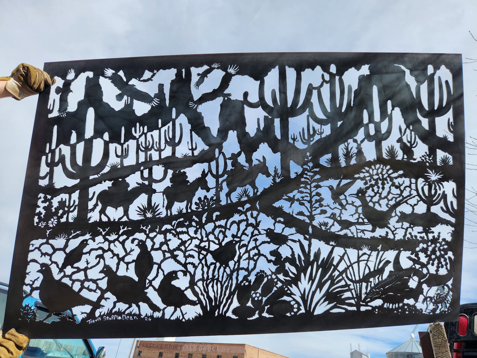 Southwestern desert cut-metal artwork