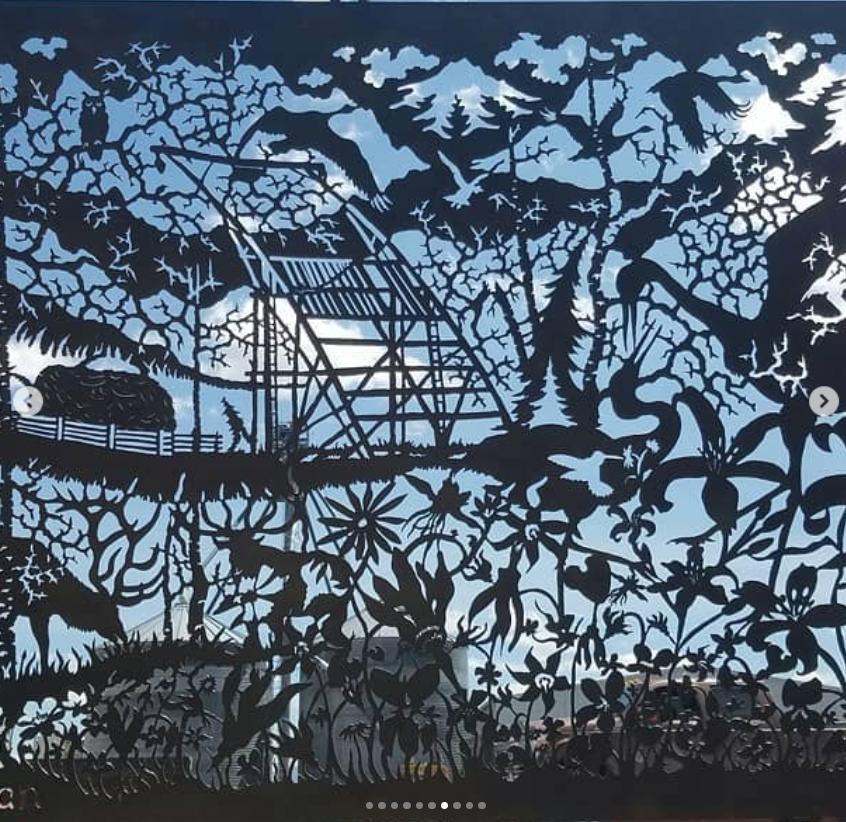 Detailed custom metal mural