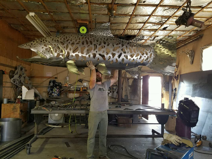 Large custom metal fish sculpture