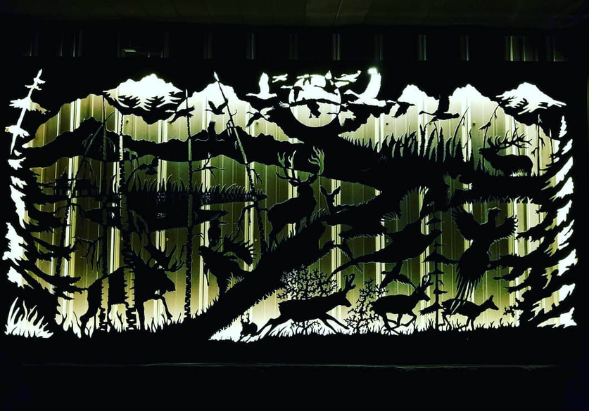 Backlit custom wildlife metal artwork